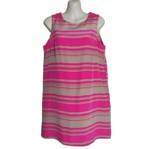 Amanda‎ Uprichard Sleeveless Striped Silk Dress, Lined, Sz M, Pink/Beige
